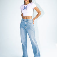 Naomi Mid Rise Straight Leg Jeans Mid Wash Denim