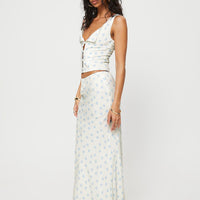 Cheshire Floral Maxi Skirt White / Blue
