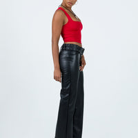 Torridon Eyelet Belt Faux Leather Pants Black