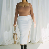 Tanna Midi Skirt Cream Curve