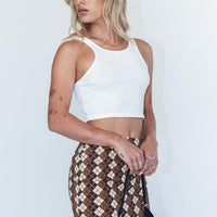 Motel Ima Skirt Argyle Brown