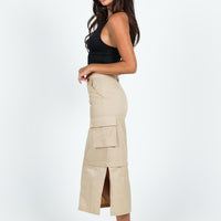 Taytum Cargo Midi Skirt Beige