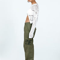 Paisley Tattoo Cargo Pants Khaki