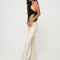 Yarella Mid Rise PU Pants Ivory