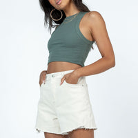 Elena Denim Shorts Cream