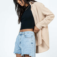 Kaylan Light Wash Frayed Shorts Denim