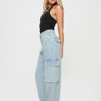 Handler Cargo Jeans Light Wash Denim