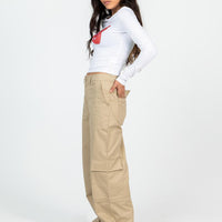 Luna Mid Rise Cargo Pants Beige Petite