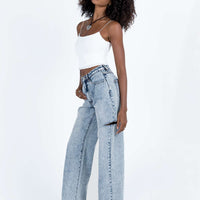 Johnston Wide Leg Jeans Mid Wash Blue