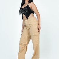 Fallout Mid Rise Cargo Pants Beige