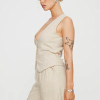 Bellair Linen Blend Shorts Beige