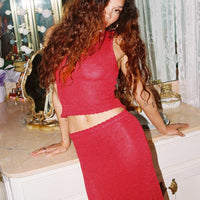 Hugs & Kisses Knit Maxi Skirt Red