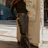 Giacini Faux Leather Maxi Skirt Black