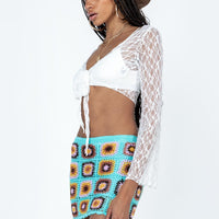 Barbados Crotchet Mini Skirt Blue