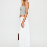 Small Towns Shirred Midi Skirt White