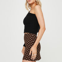 Selby Mini Skirt Brown Polka Dot