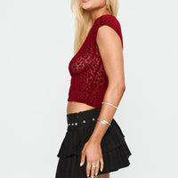 Fire Sign Studded Tiered Mini Skirt Black