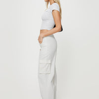 Aidane Cord Cargo Pants White