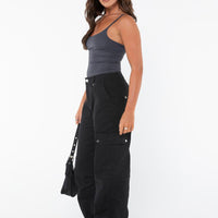 Fallout Mid Rise Cargo Pants Black Petite