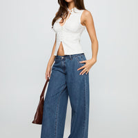 Hyde Low Rise Wide Leg Jeans Mid Blue