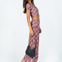 Motel Lassie Midi Skirt Pink Blurred Check