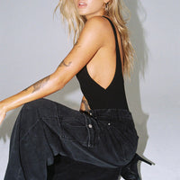 Adrianne Wide Leg Cargo Jeans Black