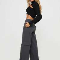 Luna Mid Rise Cargo Pants Charcoal