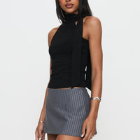 Can't Sleep Skort Charcoal Stripe Tall