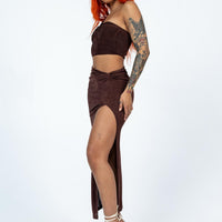 Paisley Midi Skirt Brown