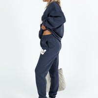 Princess Polly Track Pants Bubble Text Slate / Eggshell