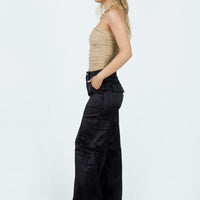 Zora Satin Cargo Pant Black