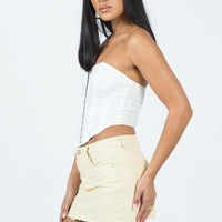 Tianna Cream Denim Mini Skirt Mid Rise