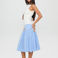Raelan Tiered Midi Skirt Blue Stripe