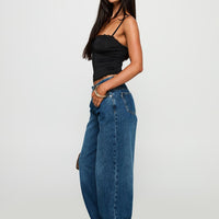 Duster Mid Rise Baggy Jeans Dark Wash