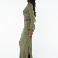 Santorini Knit Maxi Skirt Green