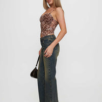 Inverness Pinched Detail Mid Rise Wide Leg Jeans Tea