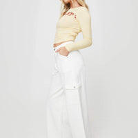 Adrianne Wide Leg Cargo Jeans White