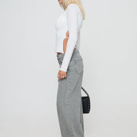 Ellanor Low Rise Slouch Denim Jeans Washed Grey Petite