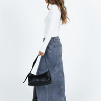 Barbara Split Midi Skirt Faded Denim