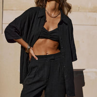 Zenia Linen Blend Pants Black
