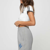 Princess Polly Track Shorts Cursive Text Grey / Blue