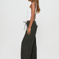 Bruiser Tie Waist Mid Rise Wide Leg Jeans Green Petite