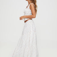 Cherry On Top Maxi Skirt White Floral