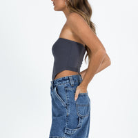 Lou Carpenter Denim Shorts Mid Wash Petite