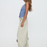 Paltrow Mid Rise Wide Leg Cargo Jeans Cream Petite