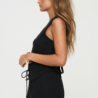 Ginger Linen Blend Vest Black