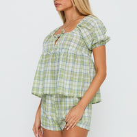 Cerelia Tie Up Set Green Check