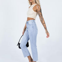 Angela Cropped Jeans Light Wash Denim