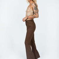 Aalia Wide Leg Denim Jeans Brown