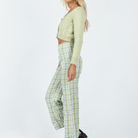 Euros Pants Light Green Check